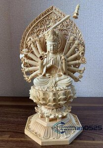総檜材 精密彫刻 仏像　木彫り　准胝観音菩薩像