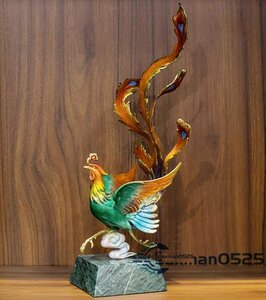 美品 純銅 鳳凰 至極の彫刻 精工オフィス装飾風水祥不死鳥置物テ 工芸彫刻 装飾品 置物