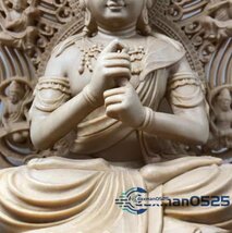 上品 総檜材　仏教工芸品　木彫仏教　精密彫刻　仏師で仕上げ品 釈迦牟尼仏像　檜木 高約31cm_画像4