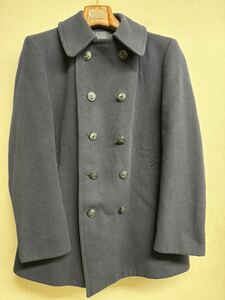 Aquascutum アクアスキュータム 70s ネイビーピーコート イギリス製 40REG 横浜信濃屋別注 赤ウールライニング 碇ボタン アーカイブにも◎