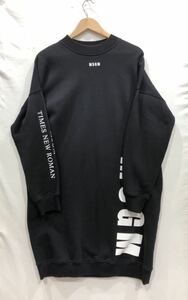 【MSGM】エムエスジーエム スウェット ワンピース 黒 ロゴプリント 18AW 2541mda69 レディース ブラック ts202401