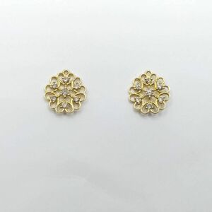 天然ダイヤモンド　K18 YG 0.2 0.1 ct ピアス　かわいい　プチプラ　フラワー　ハート