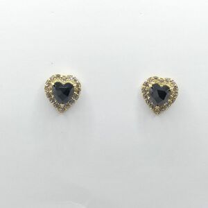 天然ダイヤモンド　ブラックダイヤモンド　Heart 取り巻き　ハート　ピアス　0.70 0.35 0.14 0.07 ct K18