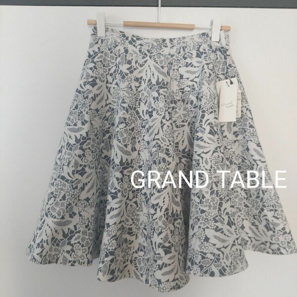 GRAND TABLE フレアスカート 総柄 花柄 総レース