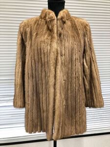 ミンク 毛皮 ハーフコート ブラウン系 ジャケット MINK ネーム刺繍あり　サイズ　11 2/1