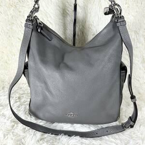 【希少】1円〜 COACH コーチ C1522 ペニー レザーショルダーバッグ クロスボディ ハンドバッグ 2WAY グレー