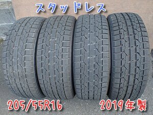 バリ山 スタッドレス 205/55R16 中古タイヤ 4本セット 2019年製 トーヨー ガリットギズ カローラスポーツ リーフ アクセラ等