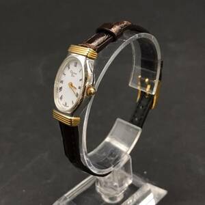ER1026-7-4 Christian Dior クリスチャン ディオール クォーツ 腕時計 レディース レザーベルト ゴールド＆シルバー 白文字盤 60サイズ