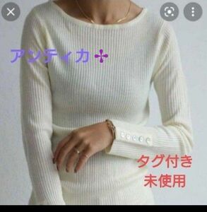 antiqua シェルボタンニット　◇タグ付き未使用◇ ニット リブニット 長袖