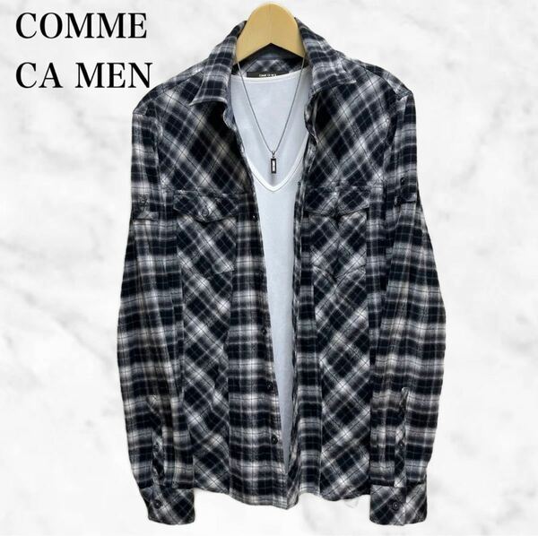 COMME CA MEN チェックシャツ　日本製　長袖シャツ　ネルシャツカジュアルシャツ