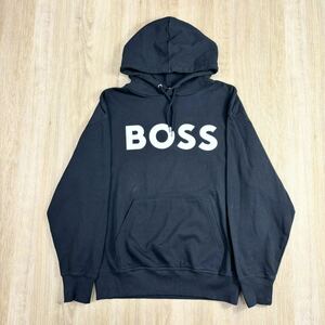 【極美品】HUGO BOSS ヒューゴボス ボス ロゴ プルオーバー パーカー フーディ 大谷翔平 着用 モデル BLACK ブラック サイズ XL 黒