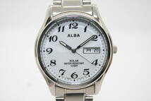 【良品 保障付 動作確認済】SEIKO ALBA Solar Battery Day/Date White Dial Mens Watch V158-0AX0 セイコー ソーラー メンズ アルバ #W495_画像4