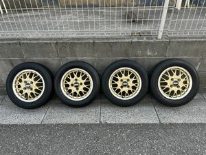 ★★超希少★★ BBS 13インチ 4J 4Ｈ-100 +45 ゴールド ホイール タイヤはブリヂストンネクストリー 155/65R13 4本 22年製タイヤ付