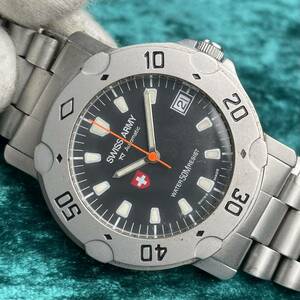 74☆ビンテージ SWISS ARMY Automatic 25石 スイス アーミー 機械式自動巻き ブラックサテンダイヤル綺麗 ガラス綺麗 オリジナルブレス