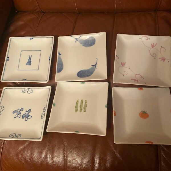 昭和レトロ　たち吉　角皿　取り皿　6枚セット 小皿 銘々皿 スクエアプレートセット