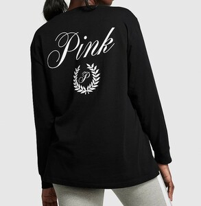 *VICTORIA'S SECRET PINK Logo attaching long sleeve. T-shirt *S*. desired one . shop paper bag enclosure possibility 