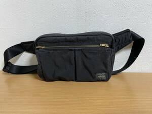 極美品●定価26400円●ポーター 吉田カバン PORTER DRAFT ウエストバッグ 品番：656-05219 和紙繊維 斜め掛け可 黒