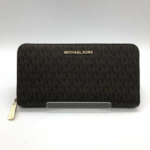 【極美品】MICHAEL KORS マイケルコース JET SET TARVEL 長財布 ラウンドファスナー 35H8GTVT1B PVC MK総柄 ユニセックス