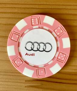 ★【未使用】アウディ Audi★ゴルフ マーカー チップ柄 マグネット ピンク★ノベルティ