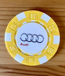 ★【未使用】アウディ Audi★ゴルフ マーカー チップ柄 マグネット 黄色 イエロー★ノベルティ