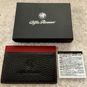 *[ unused ] Alpha Romeo * leather card-case cow leather * Novelty * not for sale *Alfa Romeo* box attaching 