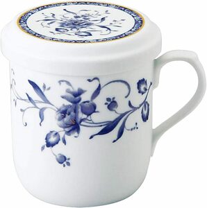 NARUMI(ナルミ) フタ付 マグカップ ペレーネブルー 290cc ブルー 花柄 かわいい おしゃれ 茶こし付 蓋付きマグカッ
