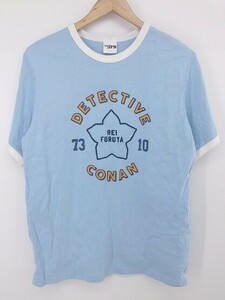 ◇ GU × Detective Conan カジュアル プリント 半袖 Tシャツ カットソー サイズL ブルー ホワイト系 マルチ レディース P