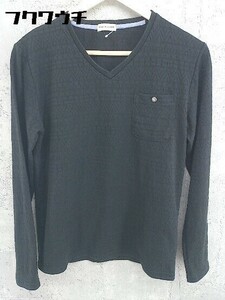 ◇ nano universe ナノユニバース Vネック 長袖 Tシャツ カットソー 42 ブラック メンズ 1002798315112