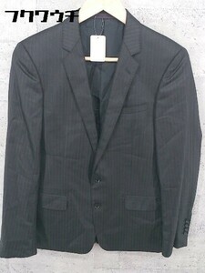 ◇ PERSON'S FOR MEN パーソンズ フォー メン ストライプ シングル 2B 長袖 テーラード ジャケット ブラック # 1002799242011