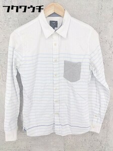 ◇ BEAMS HEART ビームス ハート ボーダー 長袖 シャツ Sサイズ ホワイト ブルー メンズ