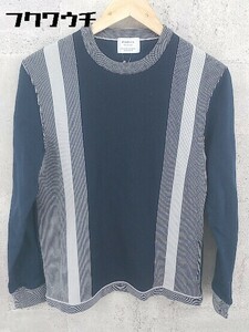 ◇ EDIFICE エディフィス コットン ニット 総柄 長袖 セーター 44サイズ ネイビー グレー メンズ