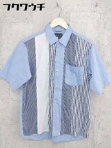 ◇ JOURNAL STANDARD relume SOLOTEX ストライプ 切替 半袖 シャツ サイズM ブルー ネイビー ホワイト メンズ_画像2