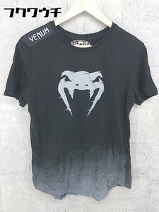 ◇ VENUM ヴェヌム プリント デザイン 半袖 Tシャツ カットソー サイズS ブラック グレー メンズ