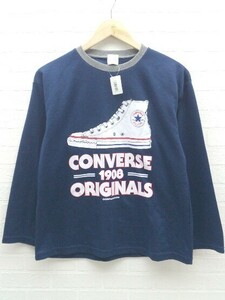 ◇ CONVERSE コンバース ロゴ プリント 長袖 Tシャツ カットソー サイズ160 ネイビー ホワイト メンズ