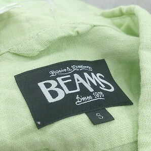 ◇ BEAMS ビームス リネン100% 長袖 シャツ S グリーン メンズの画像4