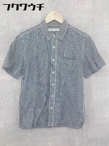 ◇ ◎ URBAN RESEARCH DOORS ギンガムチェック 半袖 シャツ ブラウス サイズ38 ブラック系 メンズ