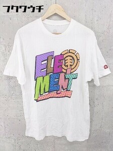 ◇ ELEMENT エレメント ロゴ プリント 半袖 Tシャツ カットソー サイズL ホワイト マルチ メンズ