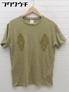 ◇ MISTERGENTLEMAN ミスター・ジェントルマン 刺繍 半袖 Tシャツ カットソー サイズL カーキ系 メンズ