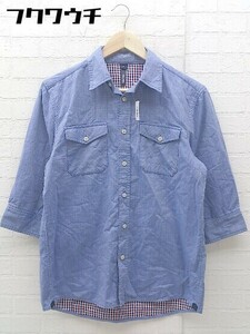 ◇ SILAS サイラス 七分袖 シャツ サイズS ブルー系 メンズ