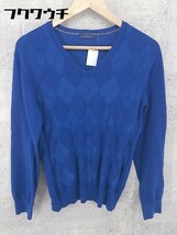 ◇ VISARUNO ビサルノ ウール ニット Vネック 長袖 セーター サイズL ブルー メンズ_画像1