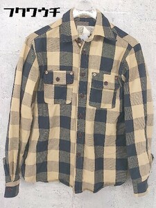◇ pinecone チェック柄 長袖 シャツ サイズS ネイビー ベージュ系 メンズ
