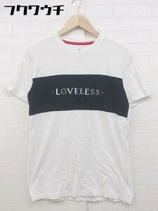 ◇ LOVELESS ラブレス 装飾 ビジュー 半袖 Tシャツ カットソー サイズ 1 ホワイト ブラック メンズ
