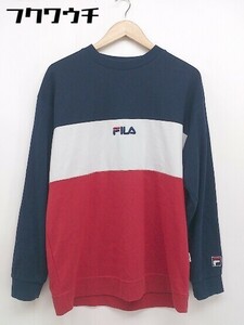 ◇ FILA フィラ 長袖 トレーナー サイズL ネイビー ホワイト レッド メンズ