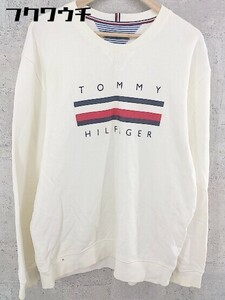 ◇ TOMMY HILFIGER ビッグフラッグ プリント 長袖 スウェット トレーナー オフホワイト系 メンズ