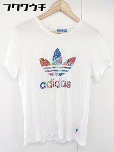 ◇ adidas アディダス ロゴ 半袖 Tシャツ カットソー サイズJ/M ホワイト系 メンズ