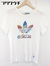 ◇ adidas アディダス ロゴ 半袖 Tシャツ カットソー サイズJ/M ホワイト系 メンズ_画像2