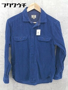 ◇ ◎ green label relaxing UNITED ARROWS ドット 水玉 コーデュロイ素材 長袖 シャツ サイズM ブルー系 メンズ