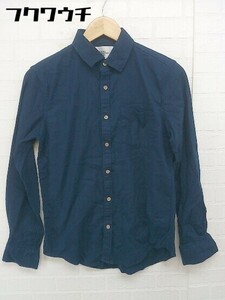 ◇ BARK MANHATTAN バーク マンハッタン リネン混 長袖 シャツ サイズM ネイビー メンズ