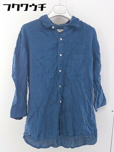 ◇ JOURNAL STANDARD relume リネン100% 七分袖 シャツ サイズL ブルー メンズ