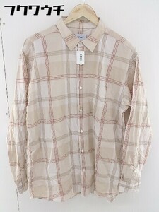 ◇ ◎ BEAMS ビームス チェック 長袖 シャツ サイズL ベージュ メンズ